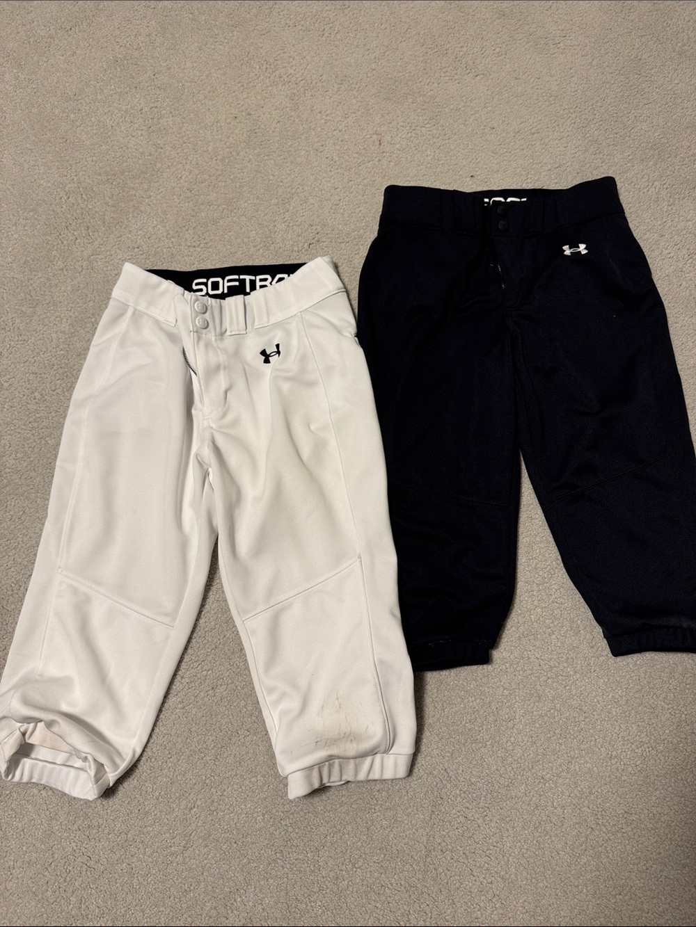 Under armour girls softball pants - black and white